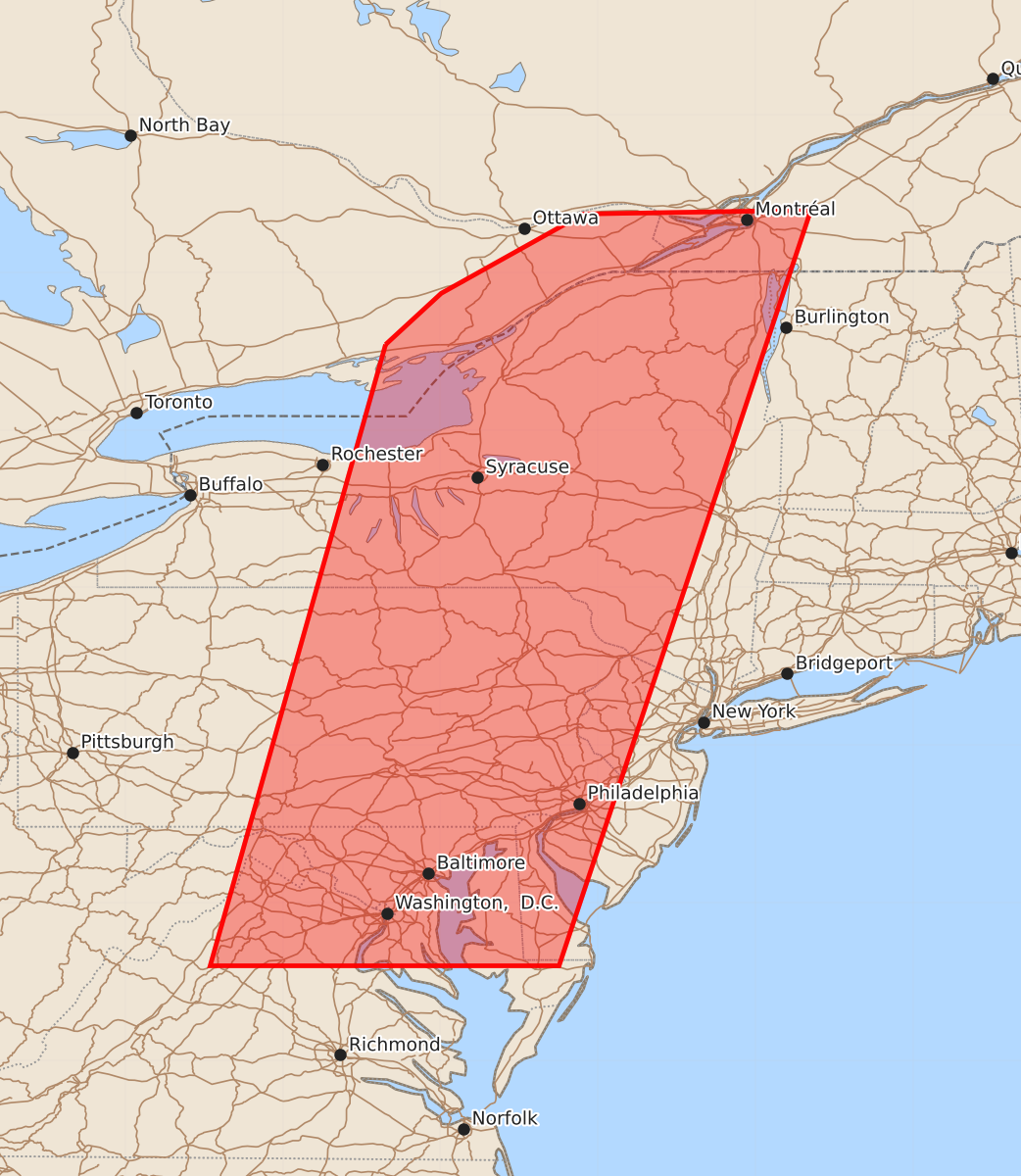 Risk area map for Watch 465 Outline