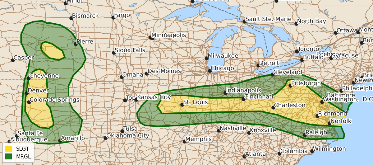 Risk area map for Day 1 Areal Outline