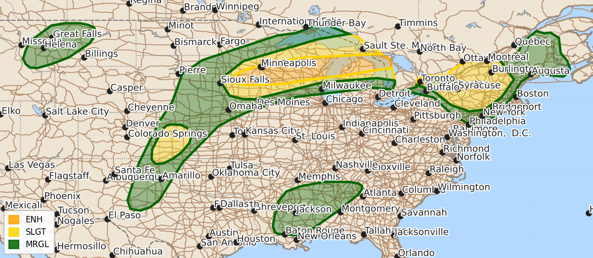 Risk area map for Day 2 Areal Outline