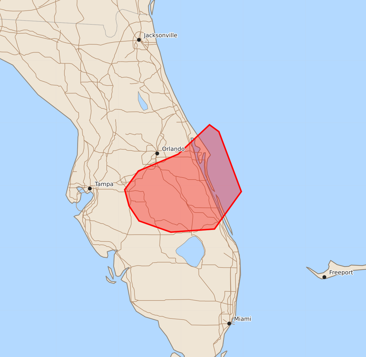 Risk area map for Mesoscale Discussion 1612
