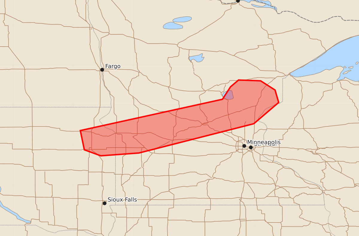 Risk area map for Mesoscale Discussion 1530