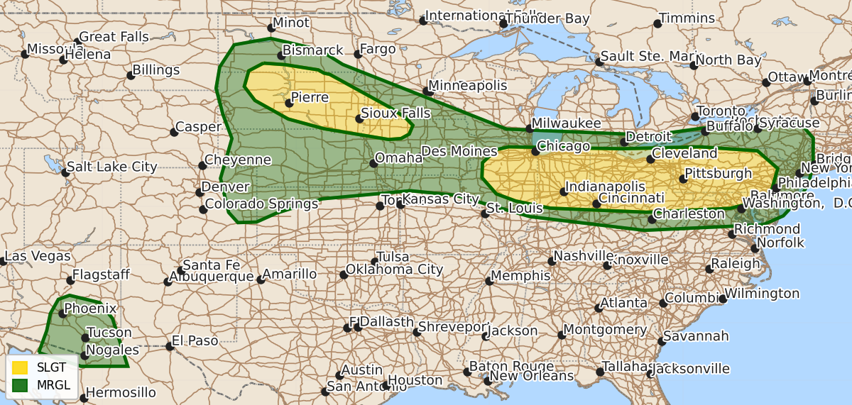 Risk area map for Day 1 Areal Outline