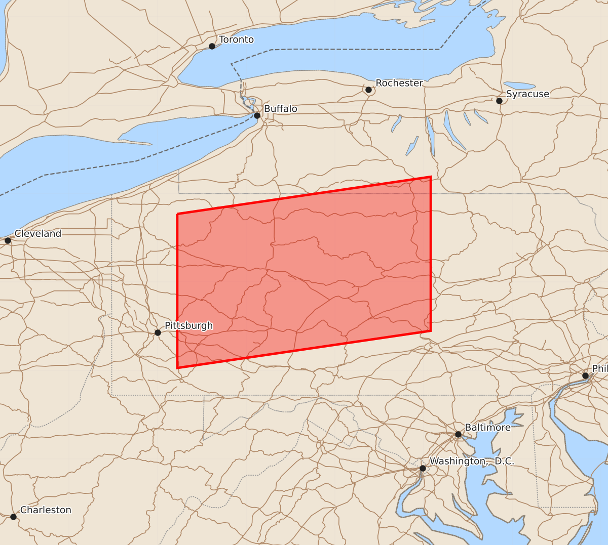 Risk area map for Watch 336 Outline
