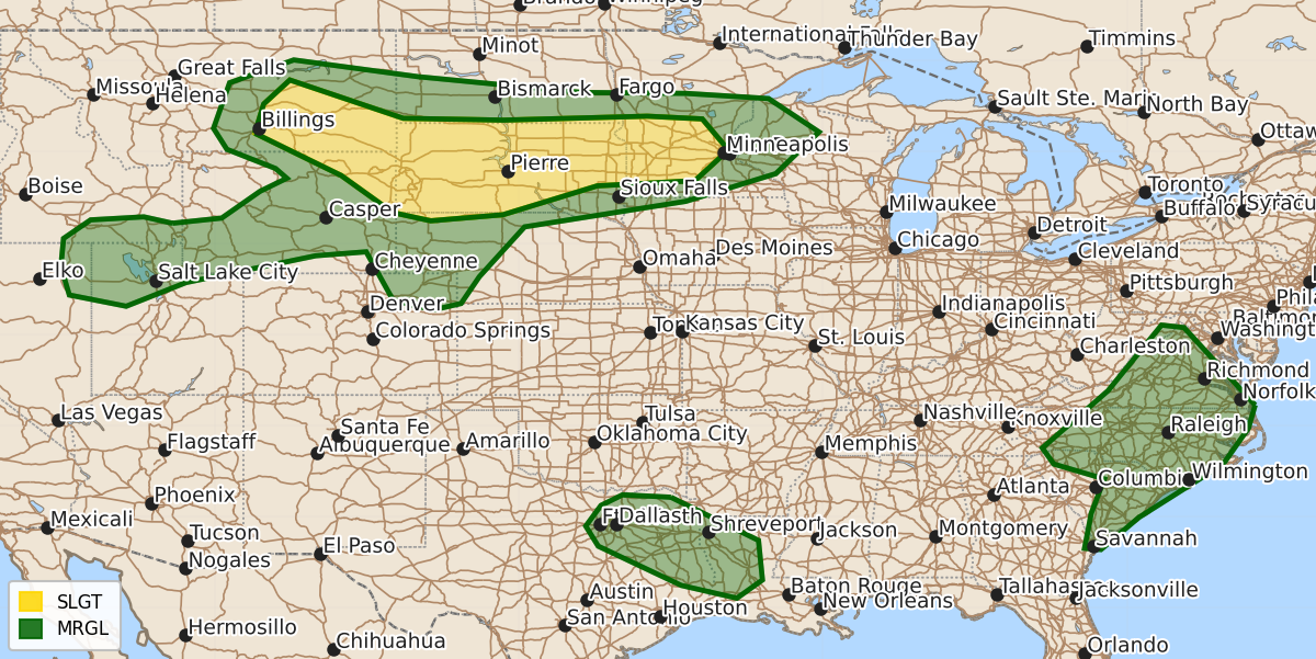 Risk area map for Day 1 Areal Outline