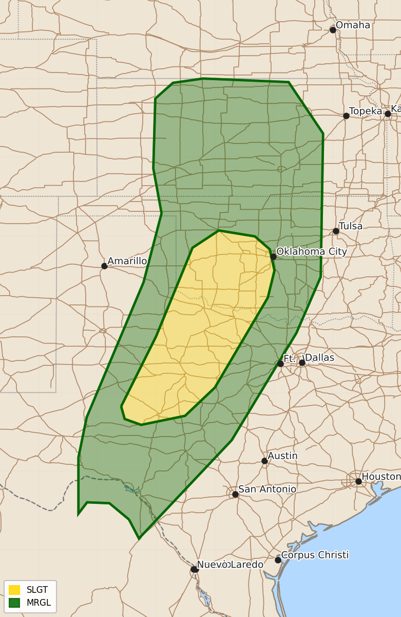 Risk area map for Day 3 Areal Outline