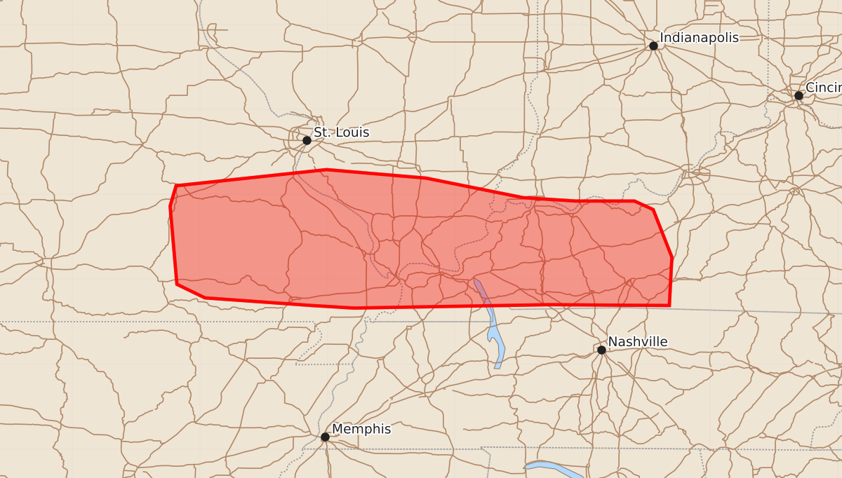 Risk area map for Mesoscale Discussion 1584