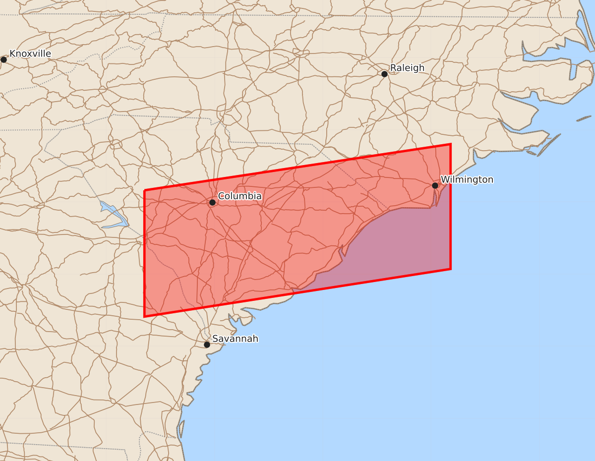 Risk area map for Watch 481 Outline