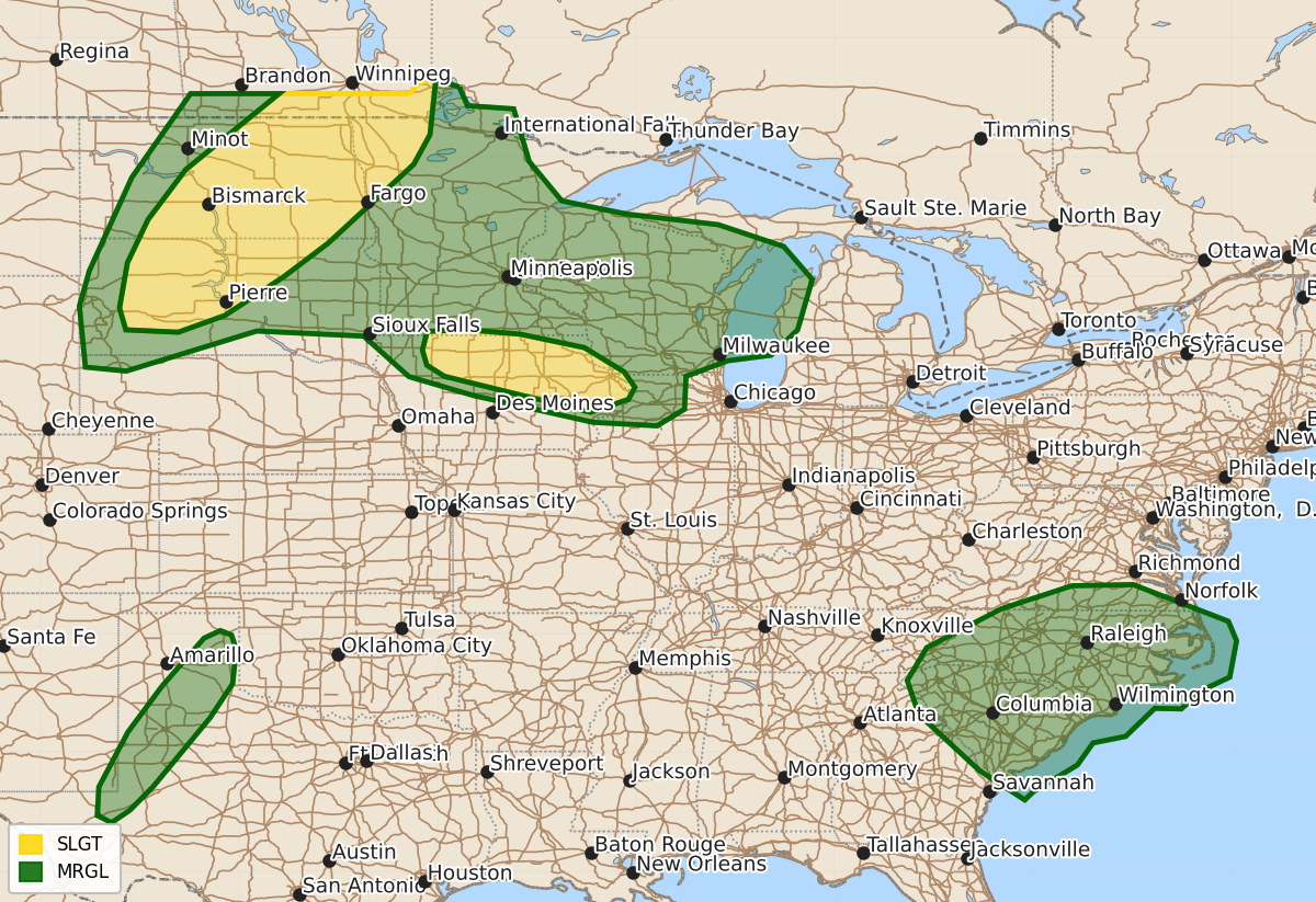Risk area map for Day 1 Areal Outline