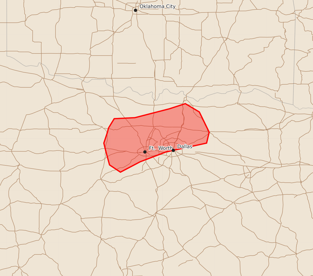 Risk area map for Mesoscale Discussion 2324