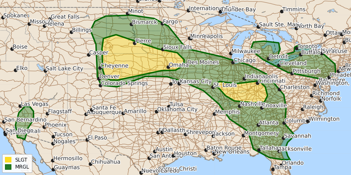 Risk area map for Day 1 Areal Outline