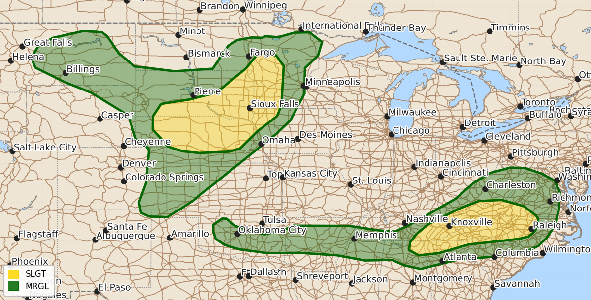 Risk area map for Day 1 Areal Outline