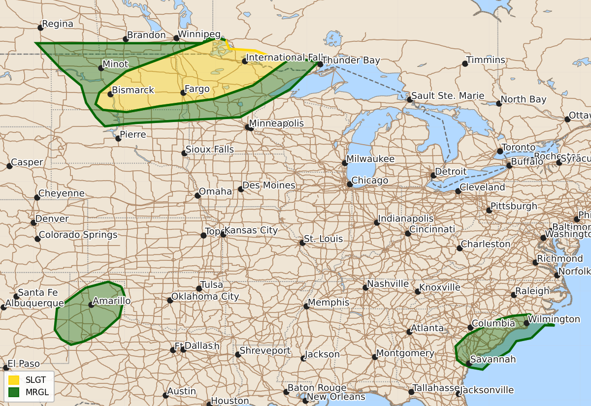 Risk area map for Day 1 Areal Outline