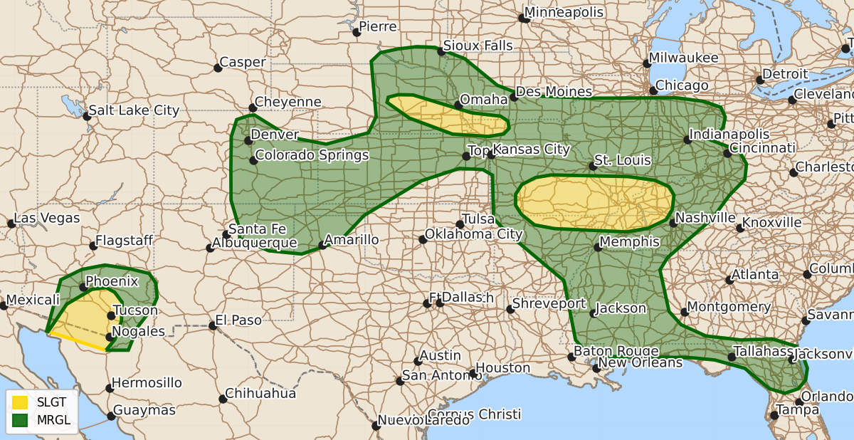 Risk area map for Day 1 Areal Outline