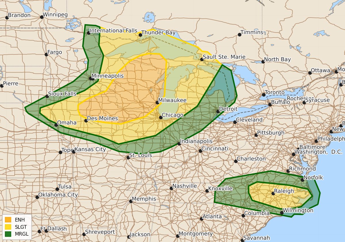 Risk area map for Day 1 Areal Outline
