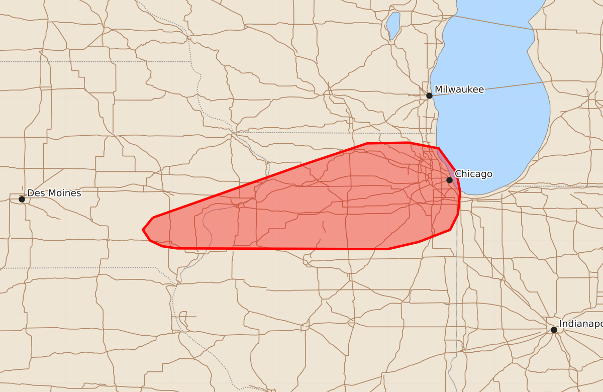 Risk area map for Mesoscale Discussion 1482