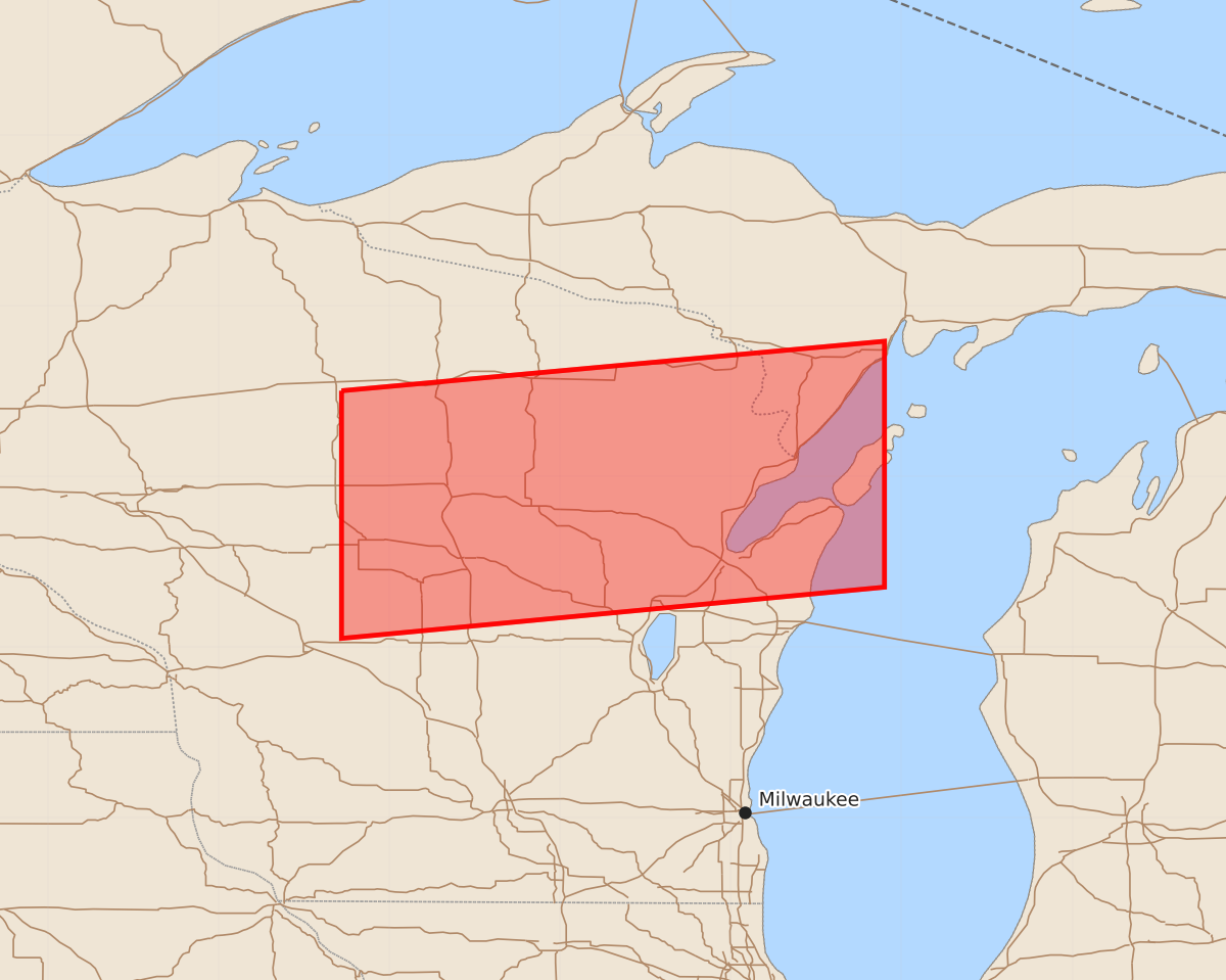 Risk area map for Watch 422 Outline