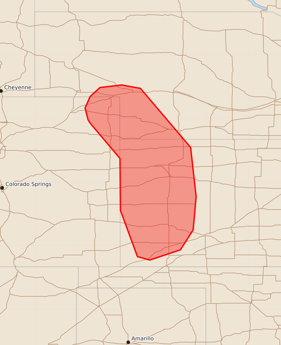 Risk area map for Mesoscale Discussion 1288