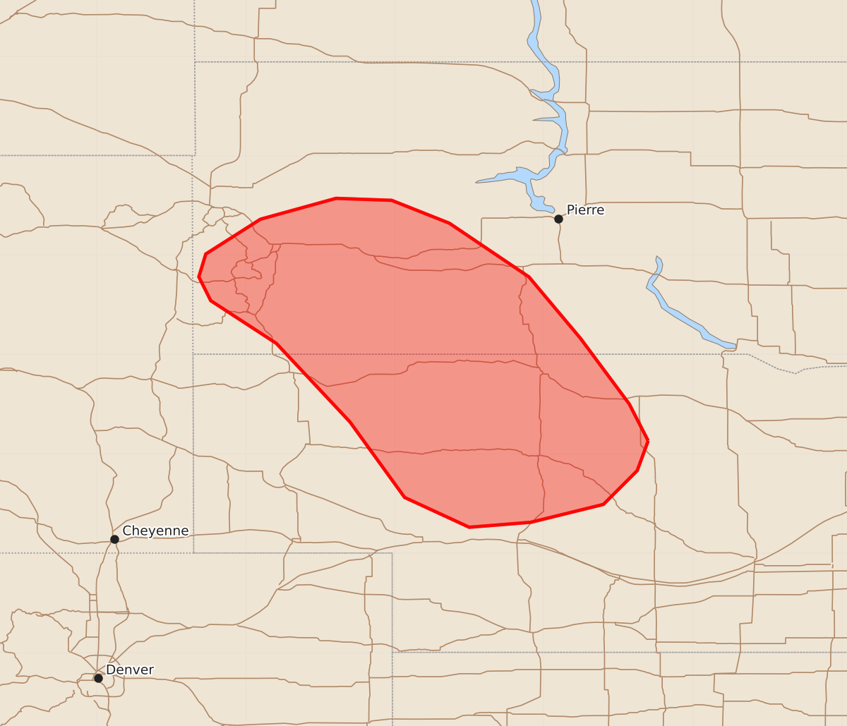 Risk area map for Mesoscale Discussion 1481