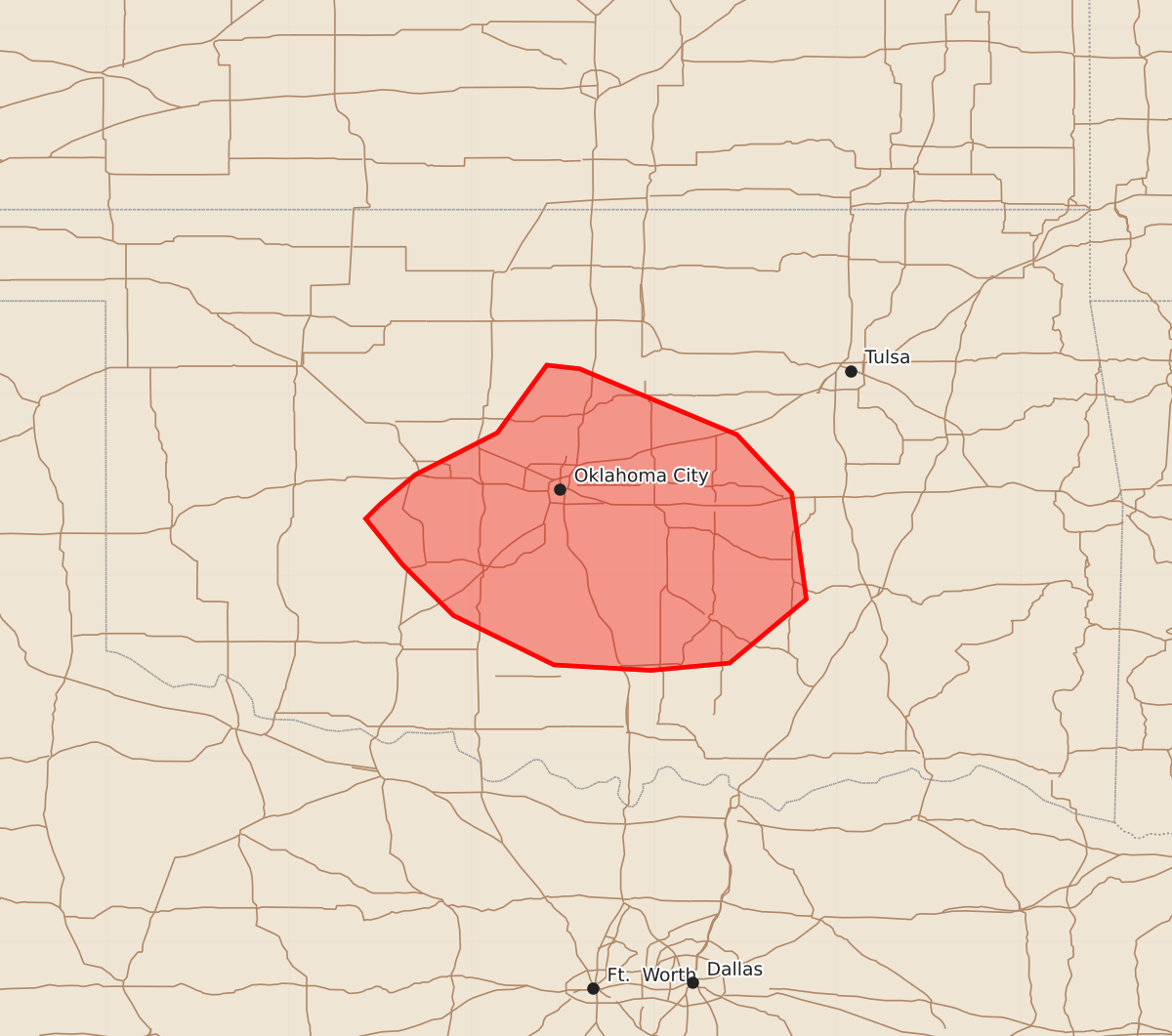 Risk area map for Mesoscale Discussion 1248