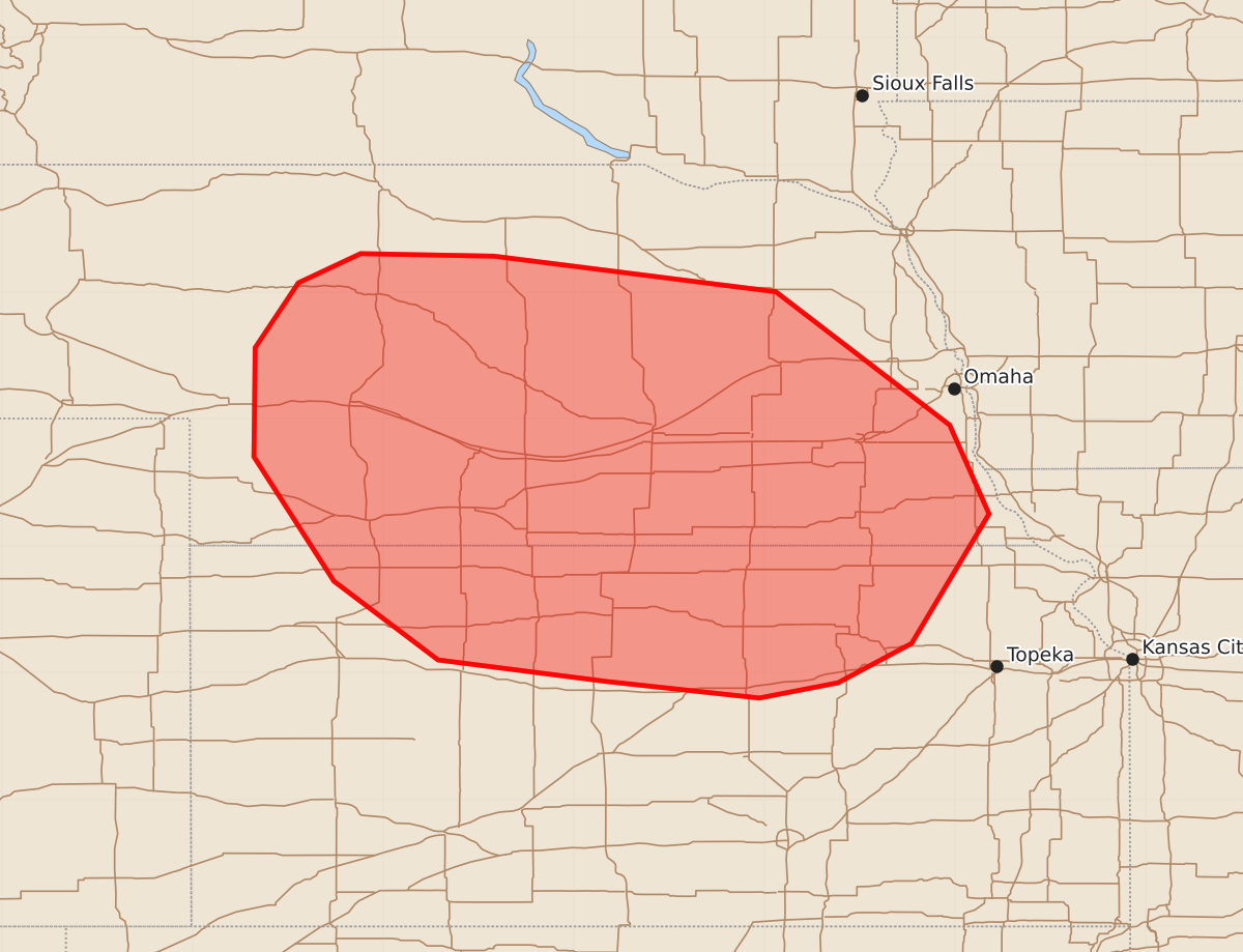 Risk area map for Mesoscale Discussion 2068