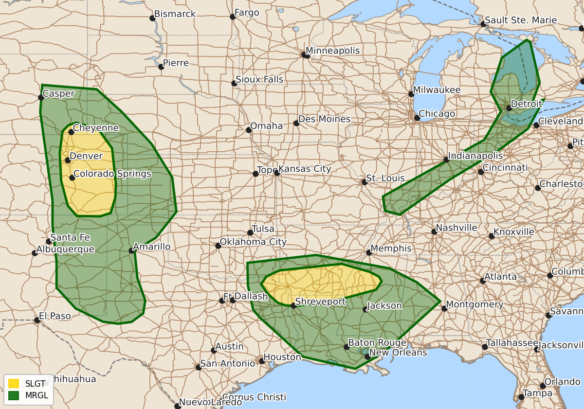 Risk area map for Day 1 Areal Outline