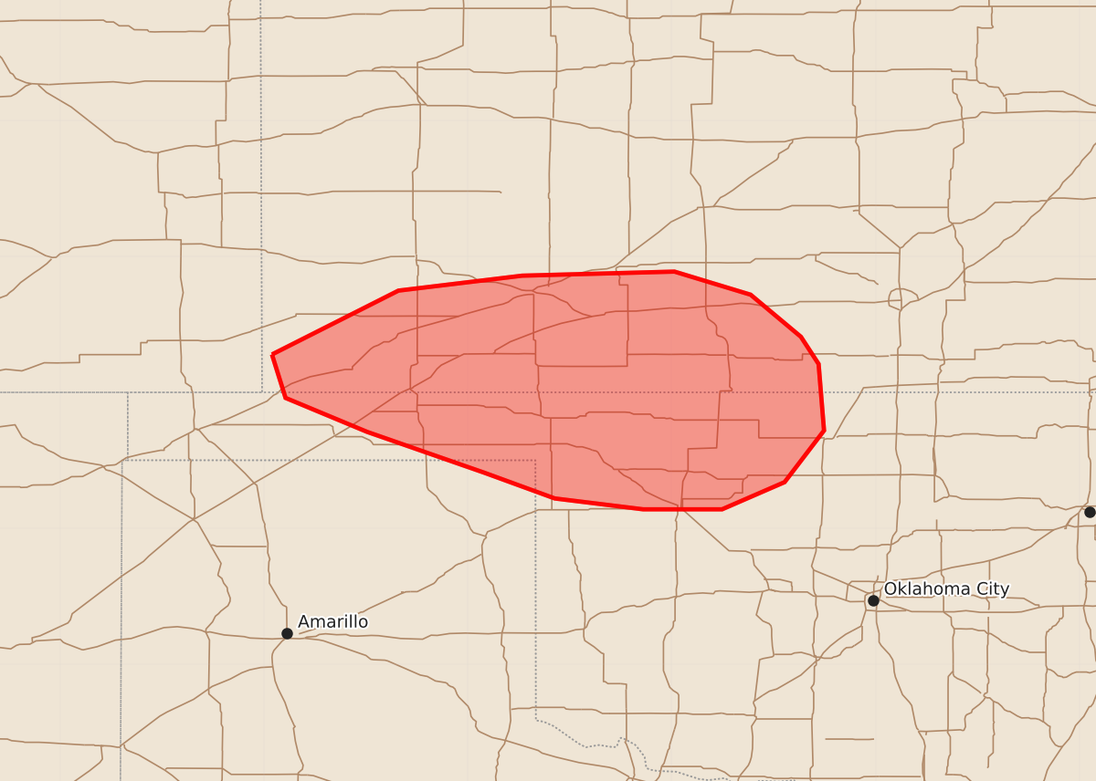 Risk area map for Mesoscale Discussion 2345