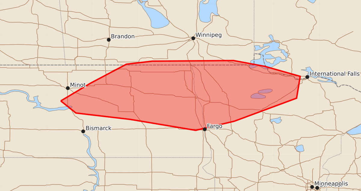 Risk area map for Mesoscale Discussion 1722