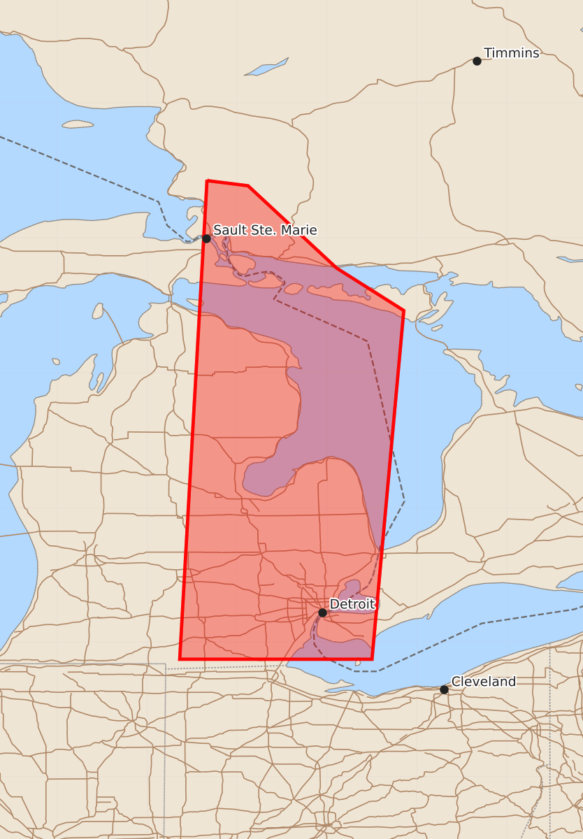 Risk area map for Watch 307 Outline