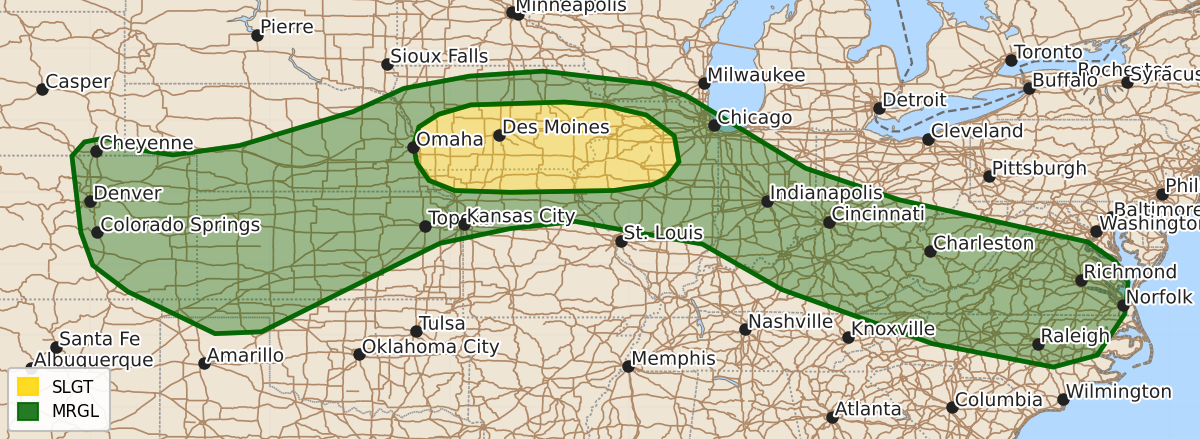 Risk area map for Day 1 Areal Outline