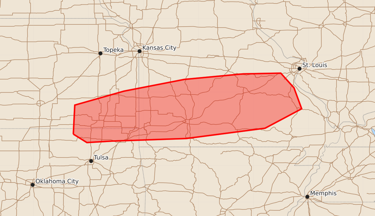 Risk area map for Mesoscale Discussion 1235