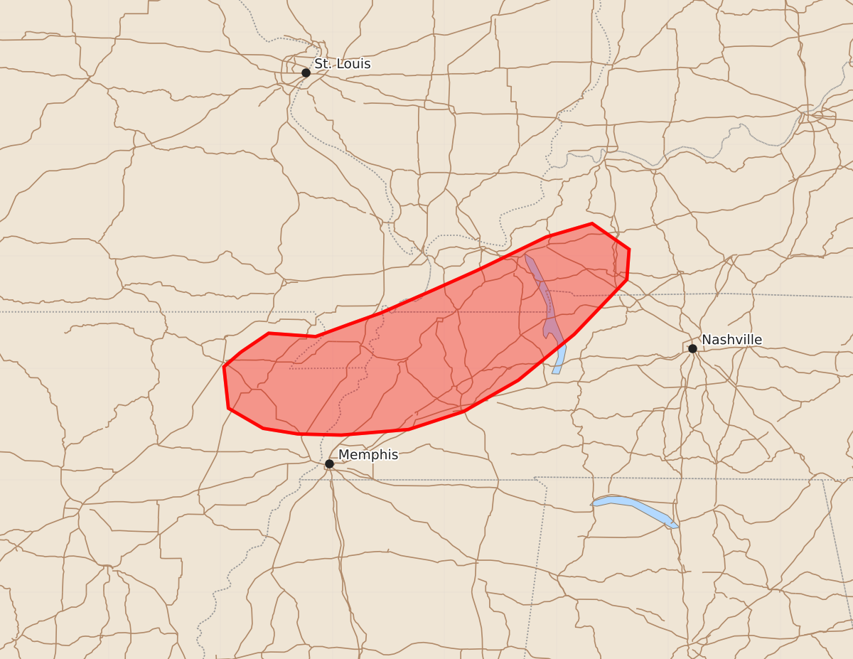 Risk area map for Mesoscale Discussion 1567