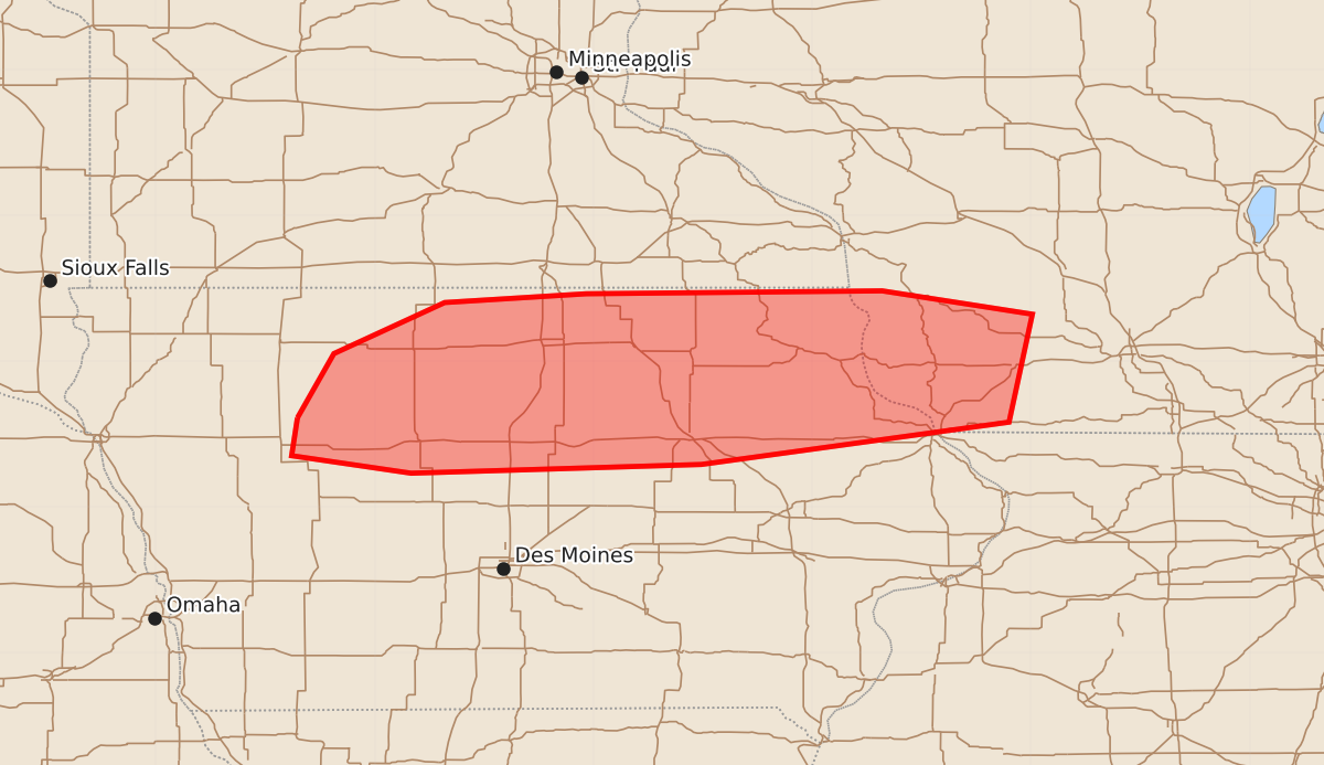 Risk area map for Mesoscale Discussion 1436