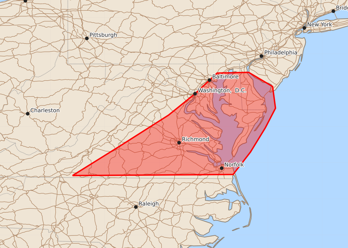 Risk area map for Mesoscale Discussion 1697