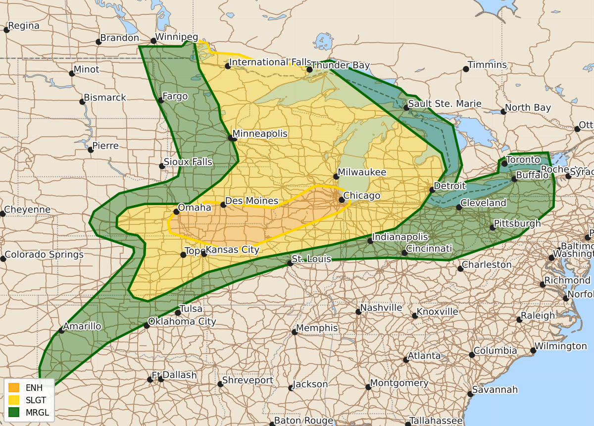 Risk area map for Day 1 Areal Outline