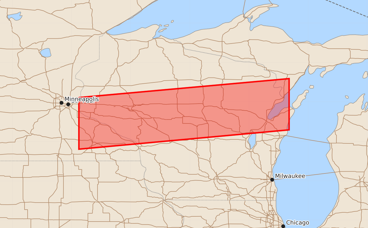 Risk area map for Watch 424 Outline