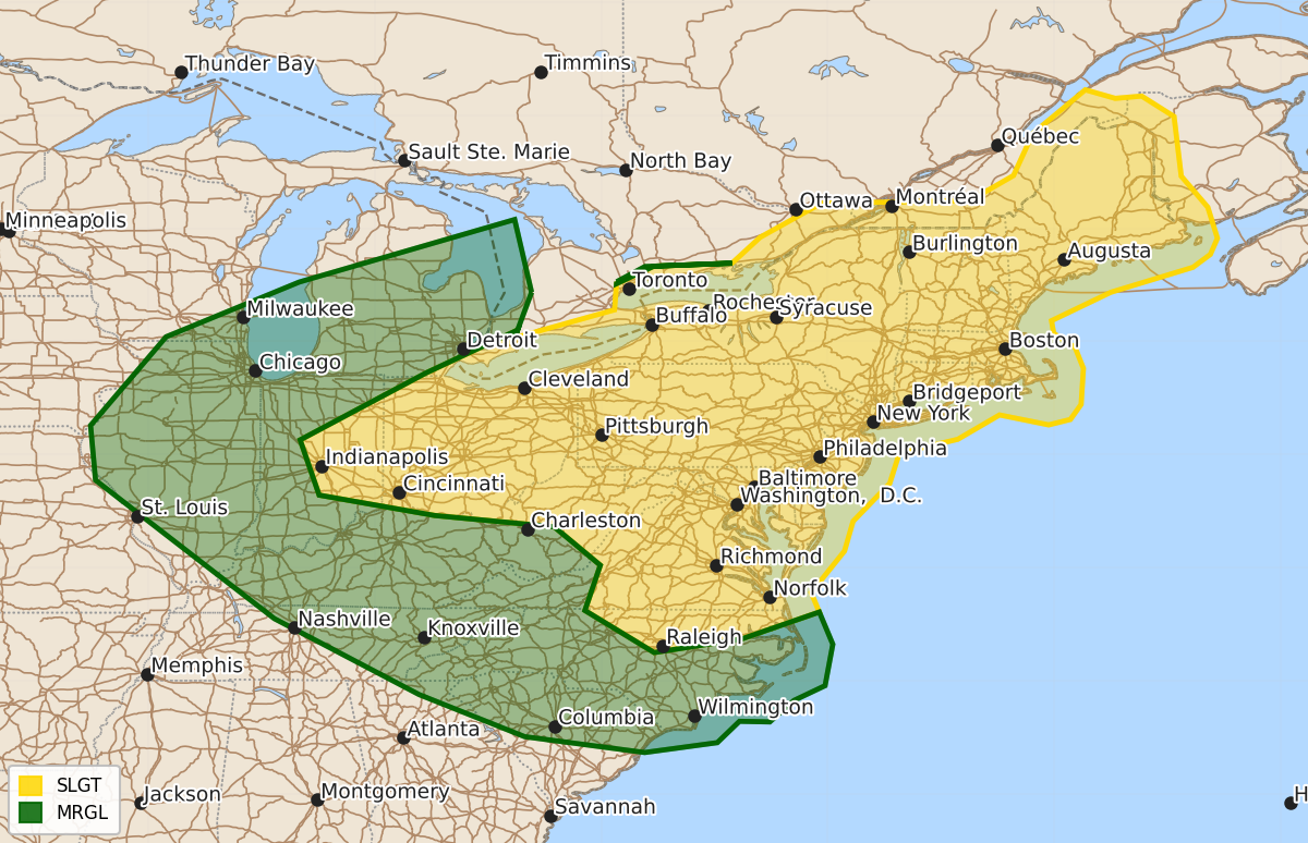 Risk area map for Day 3 Areal Outline