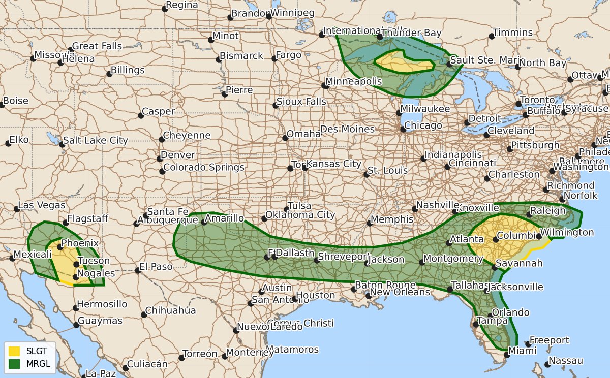 Risk area map for Day 1 Areal Outline
