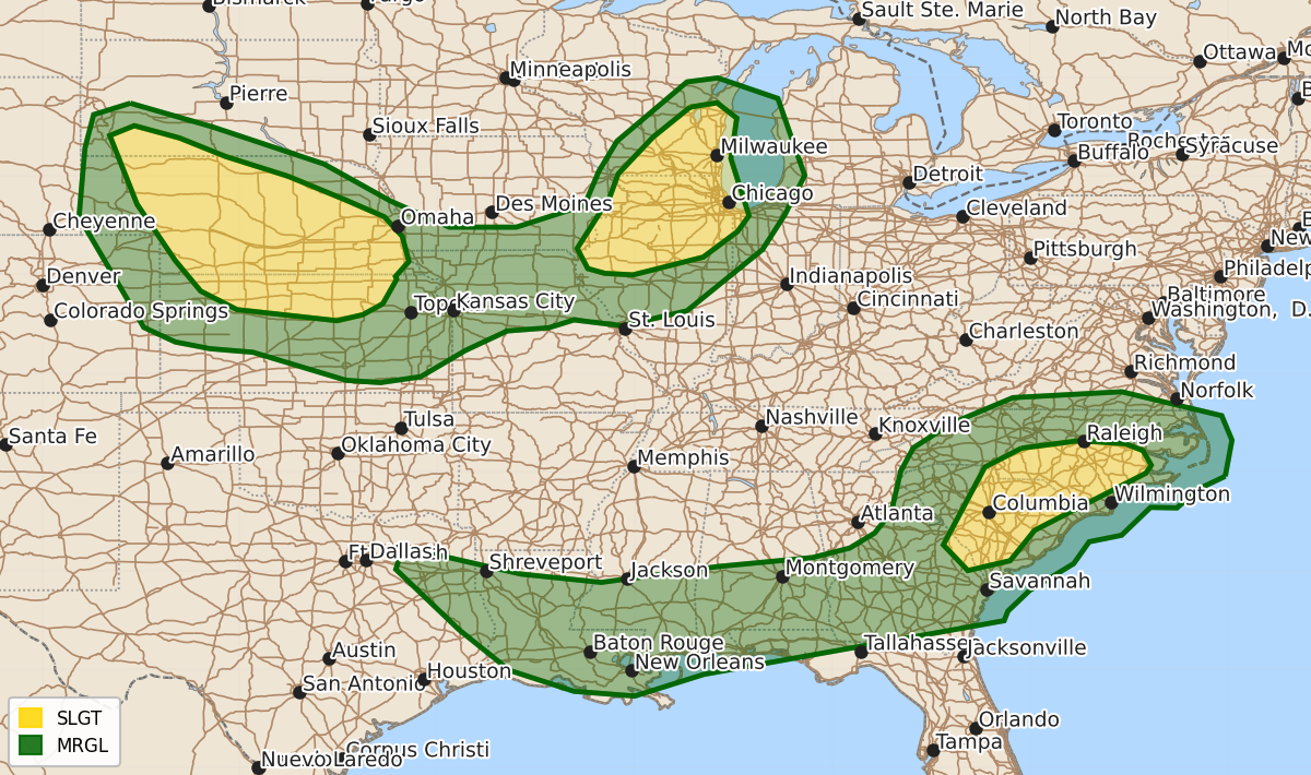 Risk area map for Day 1 Areal Outline