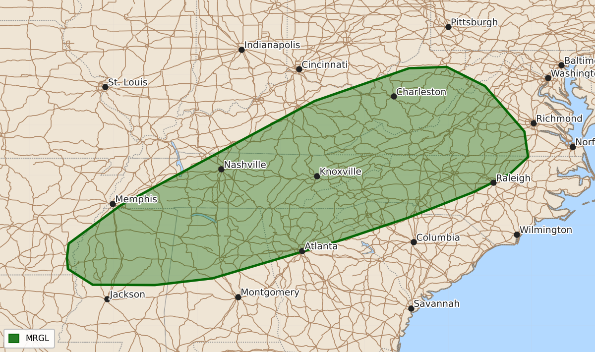 Risk area map for Day 2 Convective Outlook