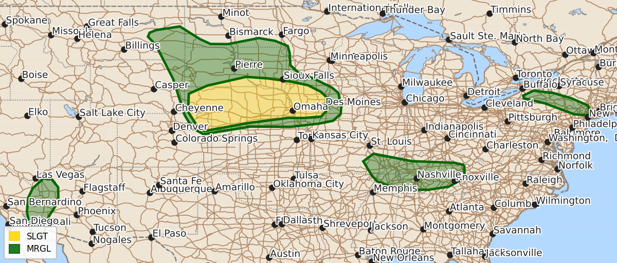 Risk area map for Day 1 Areal Outline