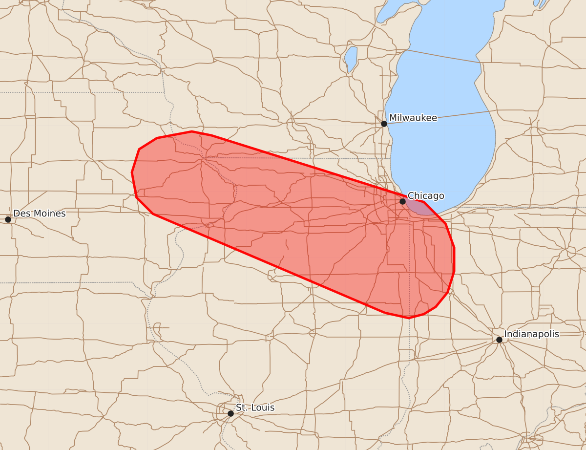 Risk area map for Mesoscale Discussion 1941