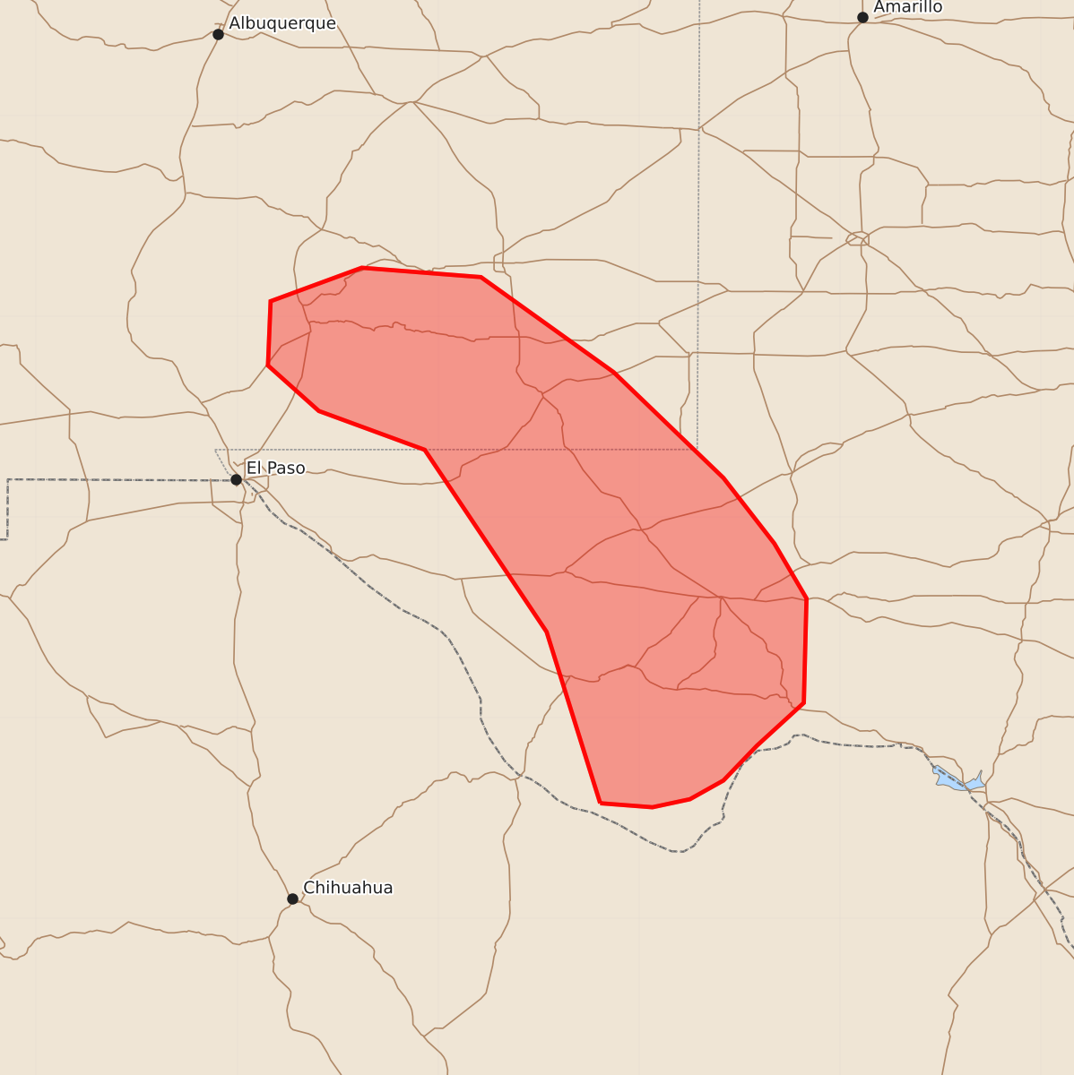 Risk area map for Mesoscale Discussion 1111