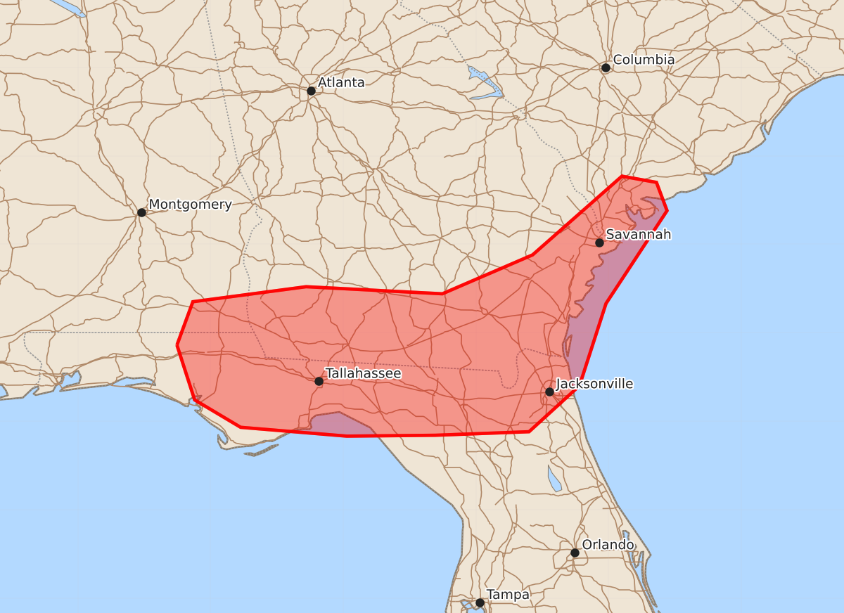 Risk area map for Mesoscale Discussion 2113