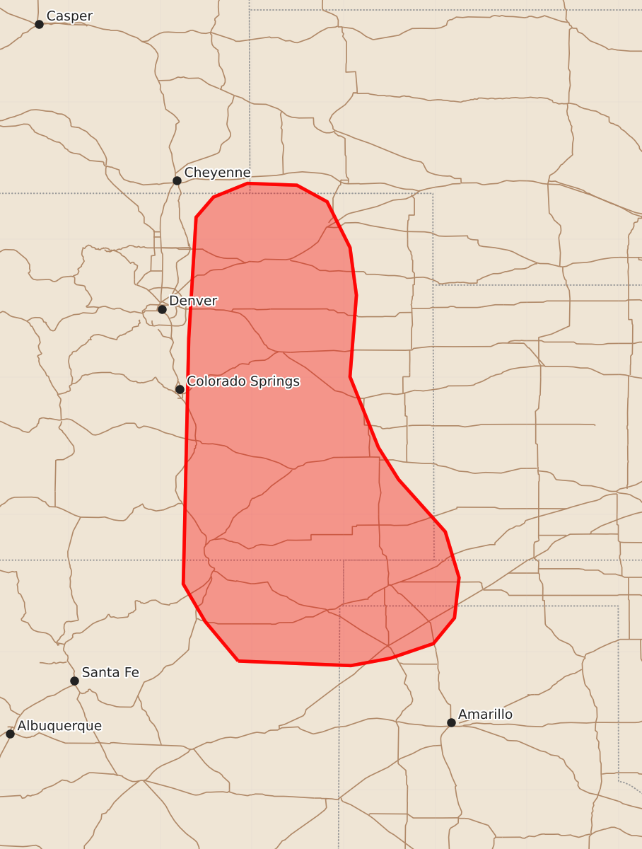 Risk area map for Mesoscale Discussion 1804