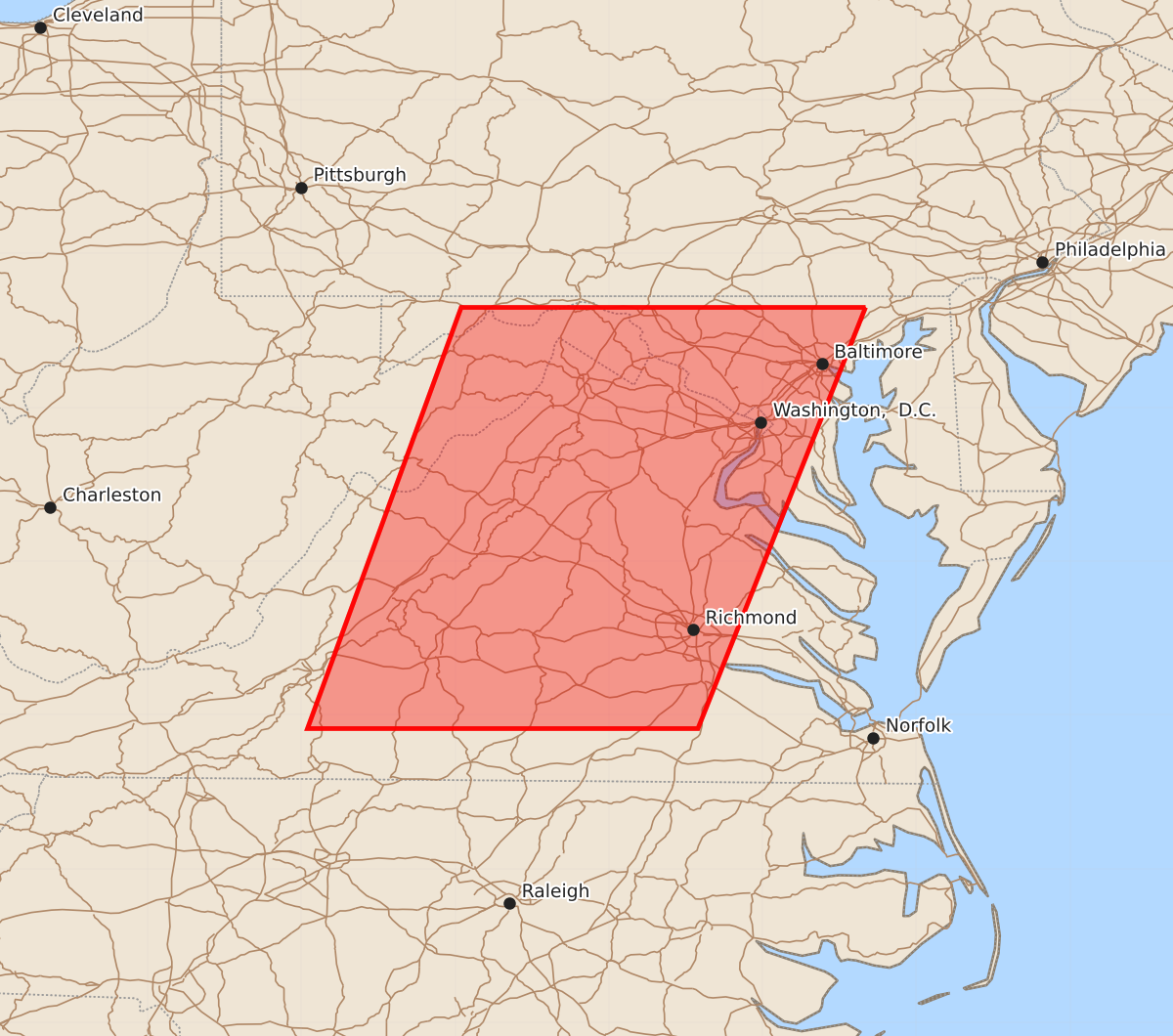 Risk area map for Watch 335 Outline