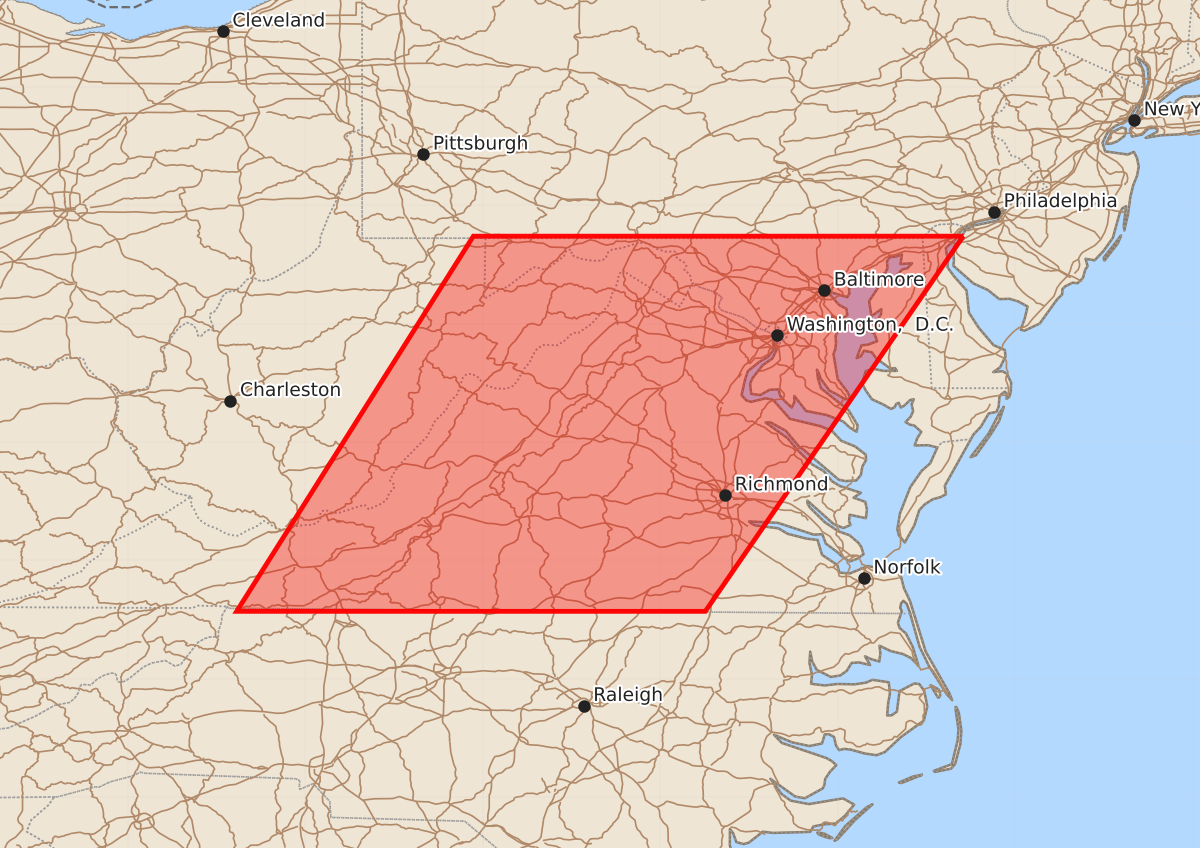 Risk area map for Watch 457 Outline