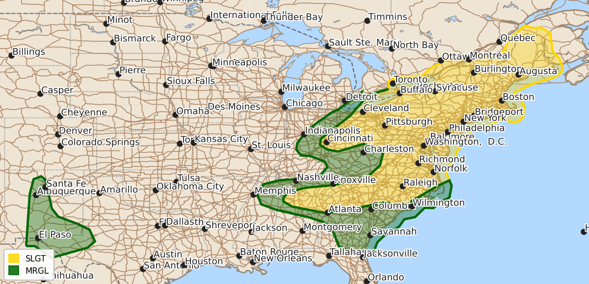 Risk area map for Day 1 Areal Outline