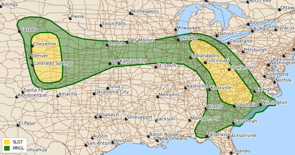 Risk area map for Day 1 Areal Outline