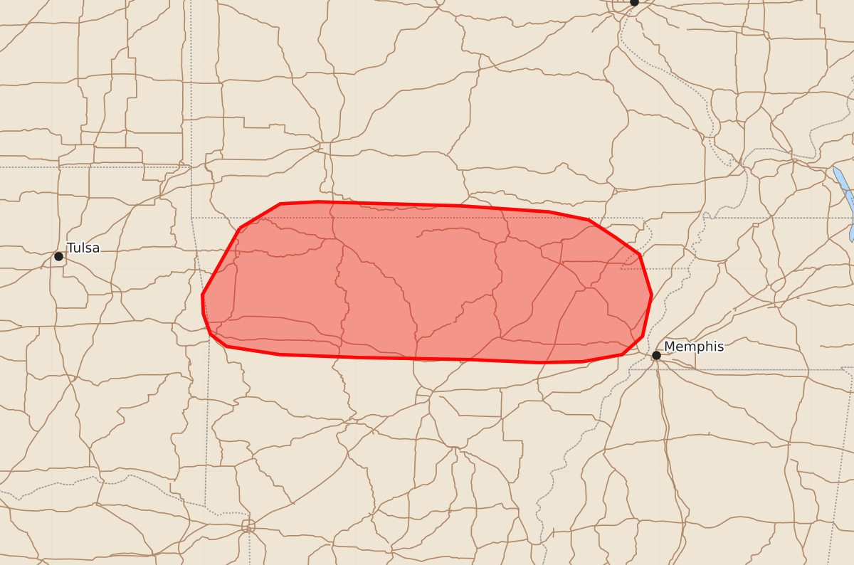 Risk area map for Mesoscale Discussion 1123