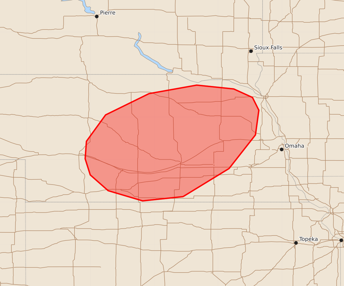 Risk area map for Mesoscale Discussion 1457
